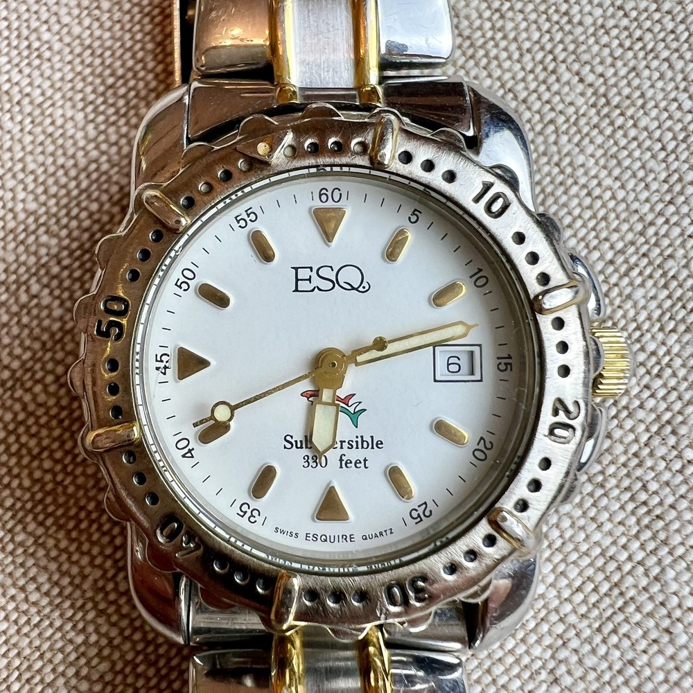 ESQ Submersible Watch Swiss Quartz Esquire Works Well New Battery